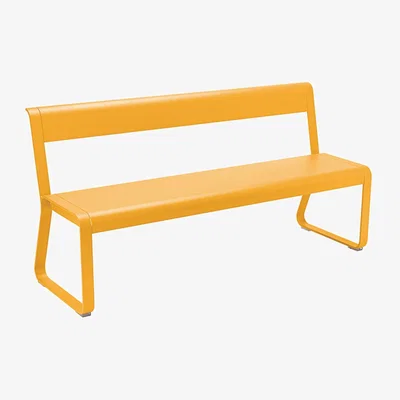 Made in Design Bellevie Bench with backrest metal yellow / W 161 cm - 4 seats - Fermob