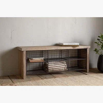 Nkuku nkuku Abha Reclaimed Wood & Iron Storage Bench | Seating | Natural | 220 x 240 cm