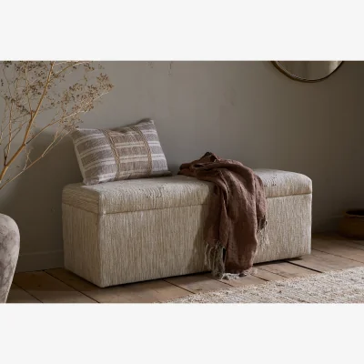 Nkuku nkuku Aranya Cotton & Jute Upholstered Storage Bench | Seating | Natural