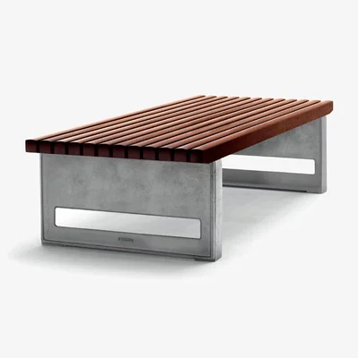 Nordic Nest Byarums bruk Block bench Mahogany wide raw aluminum stand