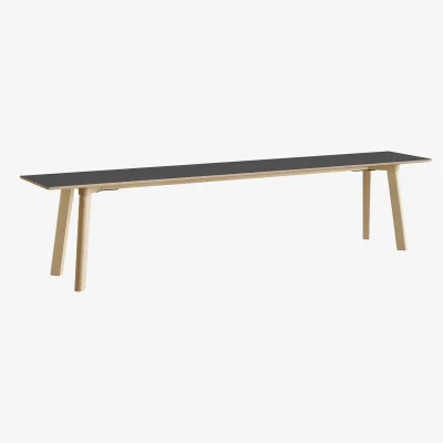 Nordic Nest HAY CPH215 Deux 2.0 bench 200 cm Stone grey-untreated beech