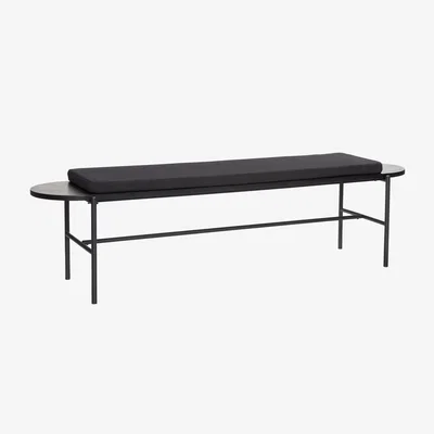 Nordic Nest Hübsch Bench with cushion 45x180 cm Metal-black