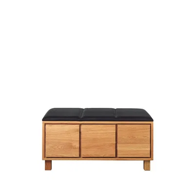 Nordic Nest Scherlin Bänk 6 Leather black. oiled oak fframee