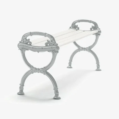 Nordic Nest Byarums bruk Byarum Bench White lacquered pine raw aluminum stand