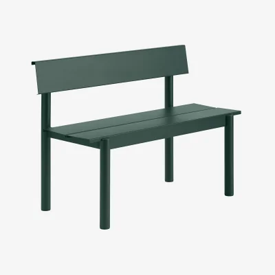 Nordic Nest Muuto Linear Steel bench with backrest Dark green 110x34 cm