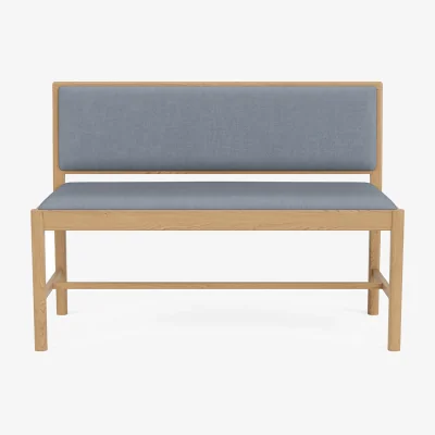 Nordic Nest FDB Møbler J176 Sønderborg bench Lacquered oak-Ploegwool blue