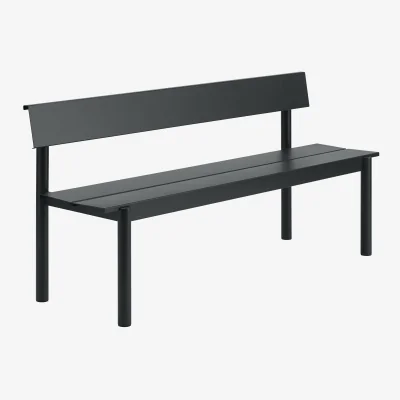 Nordic Nest Muuto Linear Steel bench with backrest Black 170x34 cm