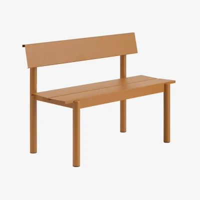 Nordic Nest Muuto Linear Steel bench with backrest Burnt orange 110x34 cm