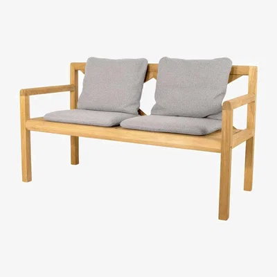 Nordic Nest Cane-line Grace 2-seater bench Light grey teak