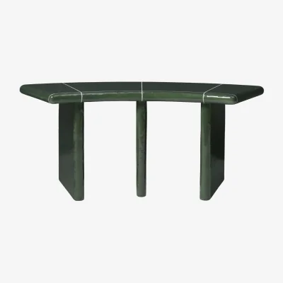 Nordic Nest Ferm Living Deya curved bench with seat Dark green 110x40x45.5 cm