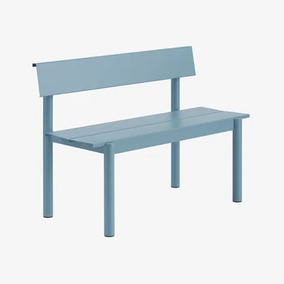 Nordic Nest Muuto Linear Steel bench with backrest Pale blue 110x34 cm