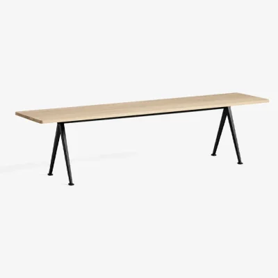 Nordic Nest HAY Pyramid bench Oak matte lacquered-190 cm-black steel frame