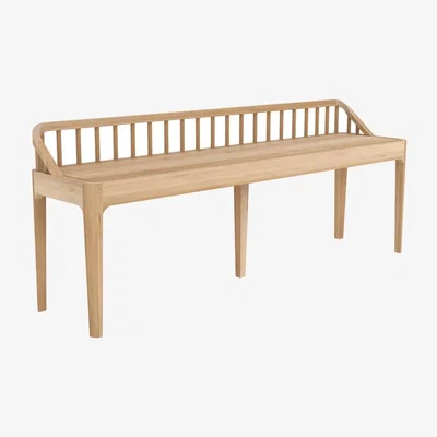 Nordic Nest Ethnicraft Spindle bench 60x150 cm Oak with backrest