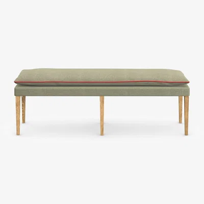 OKA Nott Linen Bench - Light Sage/Blood Orange