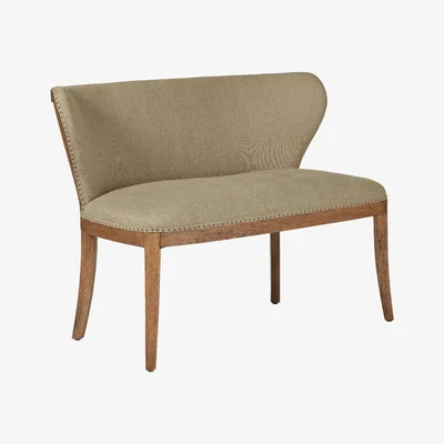 OKA OKA, Eugenia Bench - Wild Oats Herringbone, Benches, Linen, Plain