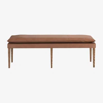 OKA Nott Leather Bench - Hazelnut Brown