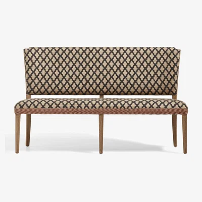 OKA OKA, Camaret Dining Bench - Serigraph Black/Natural, Benches, Linen, Geometric