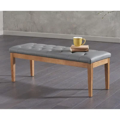 Oak&More Camille Medium Grey Faux Leather Bench