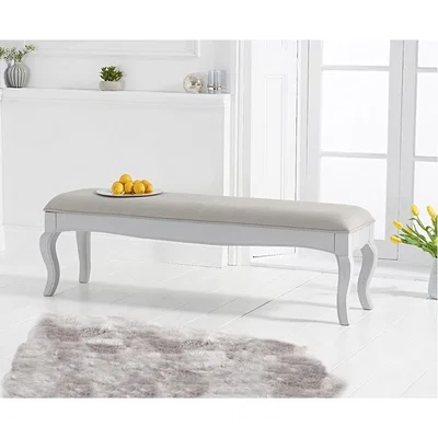 Oak&More Ex-display Parisian Large Grey Shabby Chic Bench with Grey Padded Seat