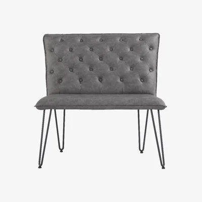 Oak&More Austin 90cm Grey Studded Back Bench