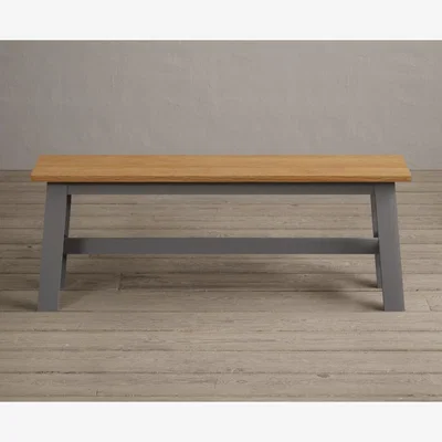 Oak&More Kendal Large Solid Oak and Light Grey Painted Bench