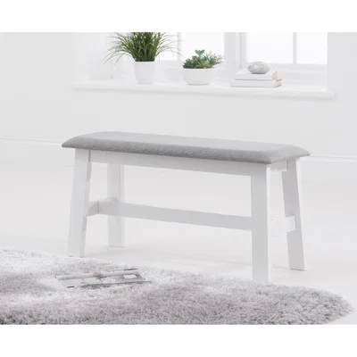 Oak&More Chiltern White Bench with Grey Fabric Seat