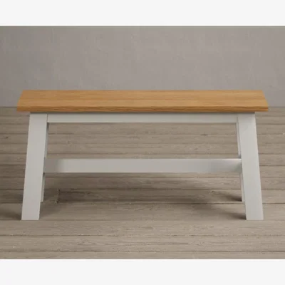 Oak&More Kendal Small Solid Oak and Signal White Painted Bench