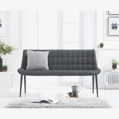 Oak&More Heidi Grey Faux Leather Bench