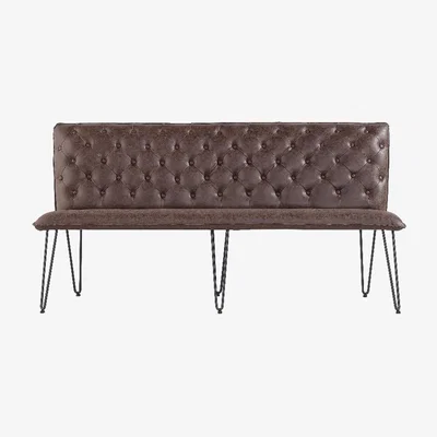 Oak&More Austin 180cm Brown Studded Back Bench