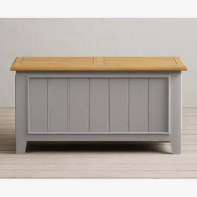 Oak&More Weymouth Oak and Light Grey Painted Blanket Box