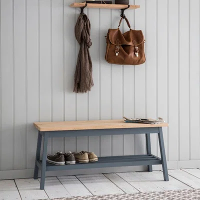 Olivia's Garden Trading Oak & Beech Clockhouse Hallway Bench in Black