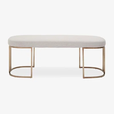 Olivia's Olivia's Giselle Bench in Grey Fabric & Antique Brass Frame
