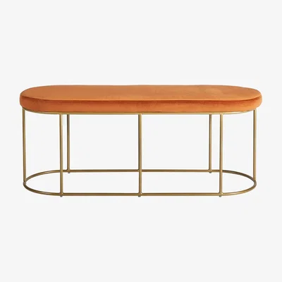 Olivia's Olivia's Nina Tobacco Velvet Bench with Gold Metal Frame