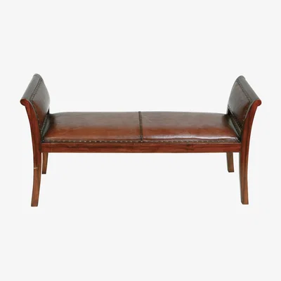 Olivia's Eichholtz Butterfly Bench in Brown Leather | Outlet