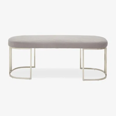 Olivia's Olivia's Giselle Bench in Grey Fabric & Brushed Silver Frame