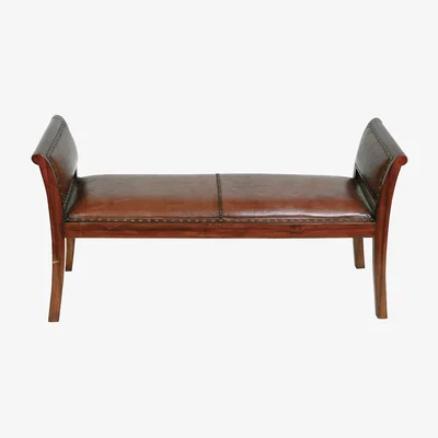 Olivia's Eichholtz Butterfly Bench Brown Leather
