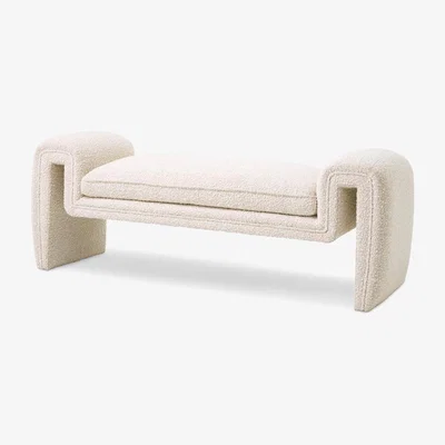 Olivia's Eichholtz Tondo Small Bench in Bouclé Cream