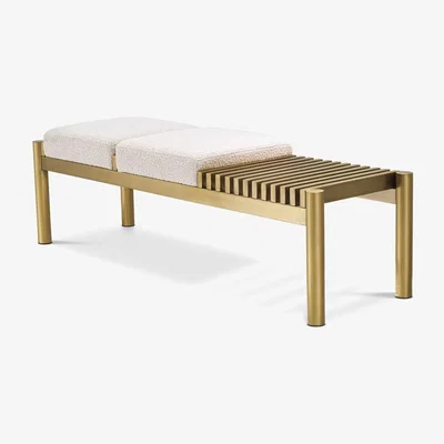 Olivia's Eichholtz Bibi Bench in Bouclé Cream & Brushed Brass