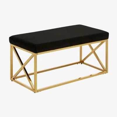 Olivia's Olivia's Aria Black Velvet / Gold Finish Bench