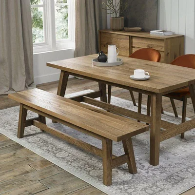 Downtown Brandon Rustic Oak Small Dining Bench