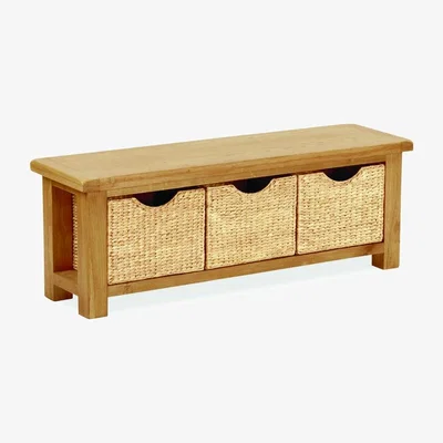 Downtown Downtown Ascot Bench With Baskets, Wood