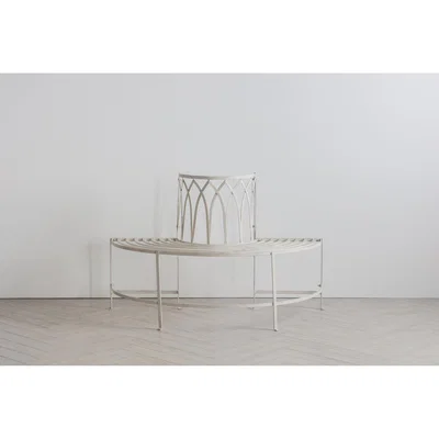 Perch and Parrow Thyme Outdoor Bench in Weathered White