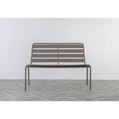 Perch and Parrow Thompson Outdoor Steel Bench in Warm Grey