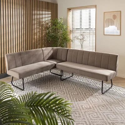 Quatropi Contemporary Kitchen Corner Dining Bench Seat Mink 5 Seater L/R