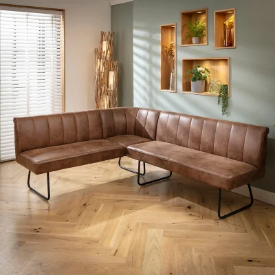 Quatropi Modern Kitchen Corner Dining Bench Antique Brown L/R 174x212cm