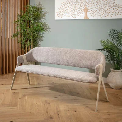 Quatropi Freya 3 Seater Kitchen Dining Room Bench with Back Grey Metal 180cm