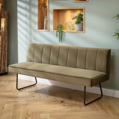 Quatropi Modern 3 Seater Dining Bench Olive Green Velvet 180cm