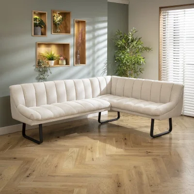 Quatropi Modern Kitchen Corner Dining Bench Left-Hand Stone Fabric 174x230cm