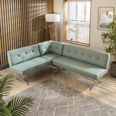 Quatropi Modern Mint Green Fabric Kitchen Corner Dining Bench 5 Seat L/R