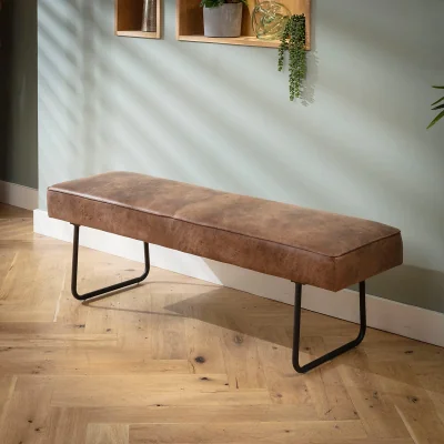 Quatropi Modern 3 Seater Backless Dining Bench Antique Brown Fabric 150cm